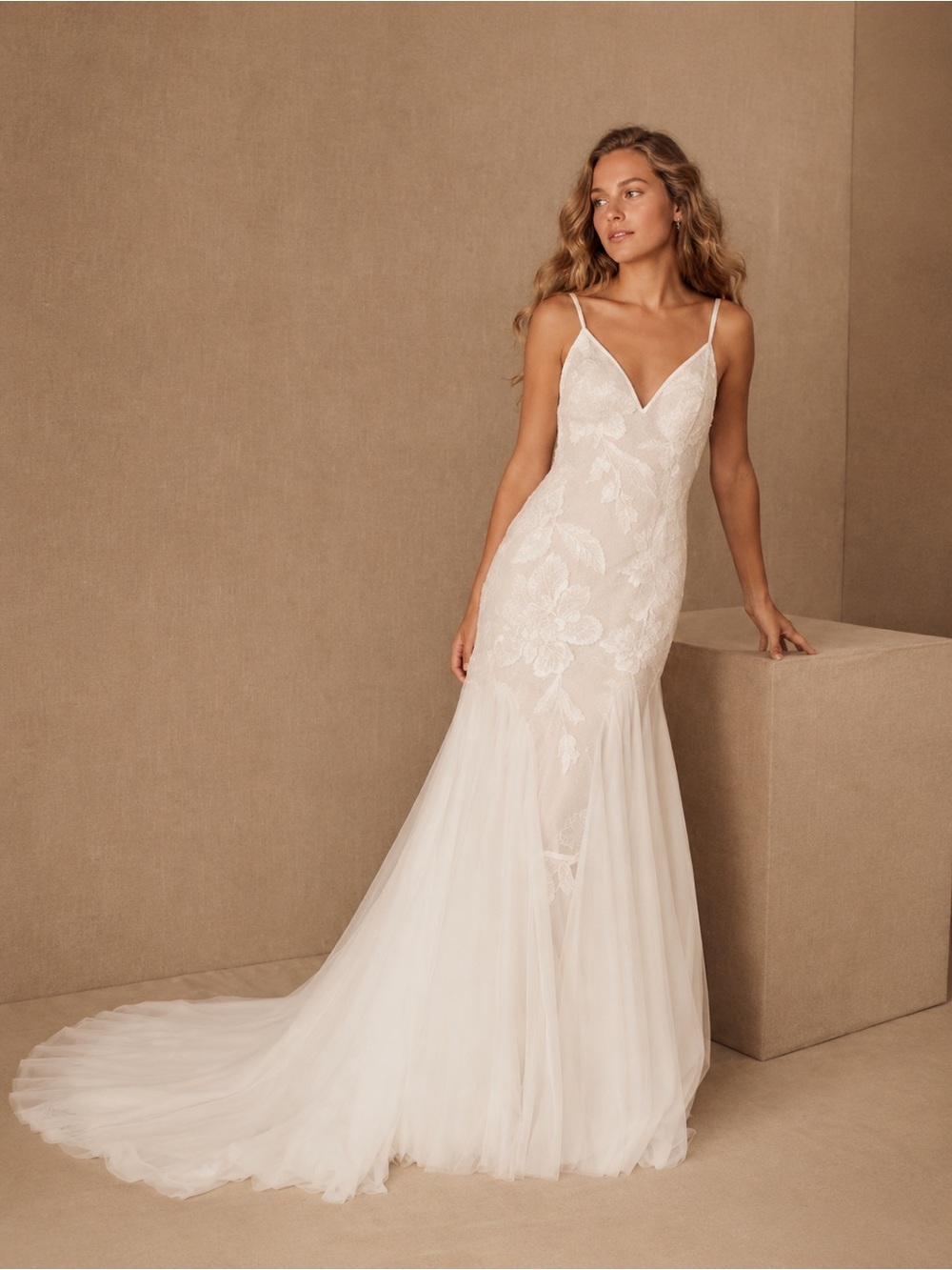 Watters Ivory Spaghetti-Strap Lace Mermaid Wedding Dress NWT Size 12 ✨